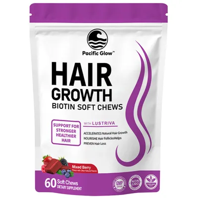 Pacific Glow Hair Growth Biotin Mehke žvečilke